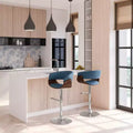 Tabouret de bar pivotant réglable bleu jean - : Milieu de siècle, dossier rembourré, pieds en acier