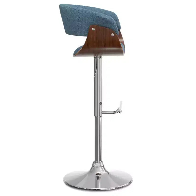 Tabouret de bar pivotant réglable bleu jean - : Milieu de siècle, dossier rembourré, pieds en acier