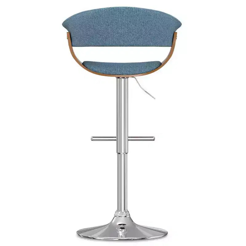 Tabouret de bar pivotant réglable bleu jean - : Milieu de siècle, dossier rembourré, pieds en acier