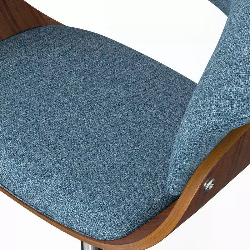 Tabouret de bar pivotant réglable bleu jean - : Milieu de siècle, dossier rembourré, pieds en acier