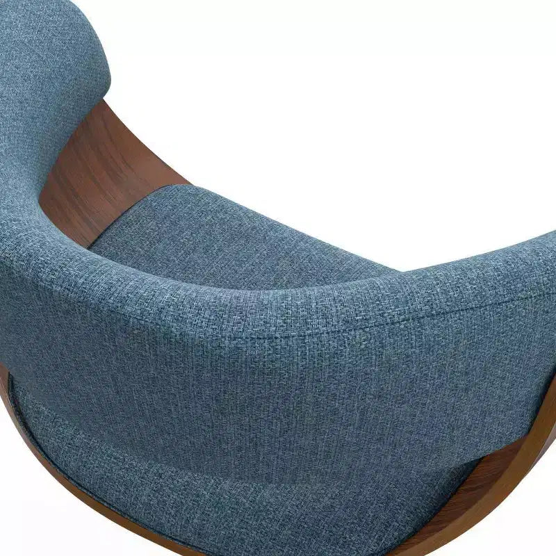Tabouret de bar pivotant réglable bleu jean - : Milieu de siècle, dossier rembourré, pieds en acier