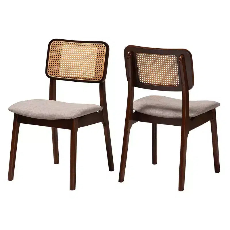 Chaises de salle à manger en tissu et bois Gris/Noyer brun/Marron clair : Rembourrage en polyester, Cadre en hévéa