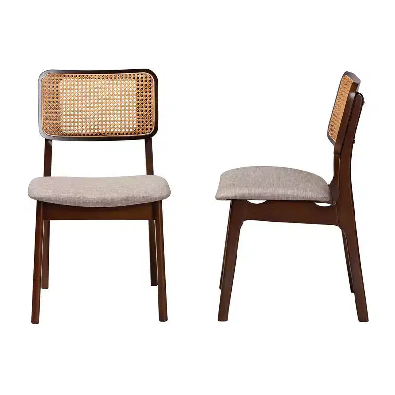 Chaises de salle à manger en tissu et bois Gris/Noyer brun/Marron clair : Rembourrage en polyester, Cadre en hévéa