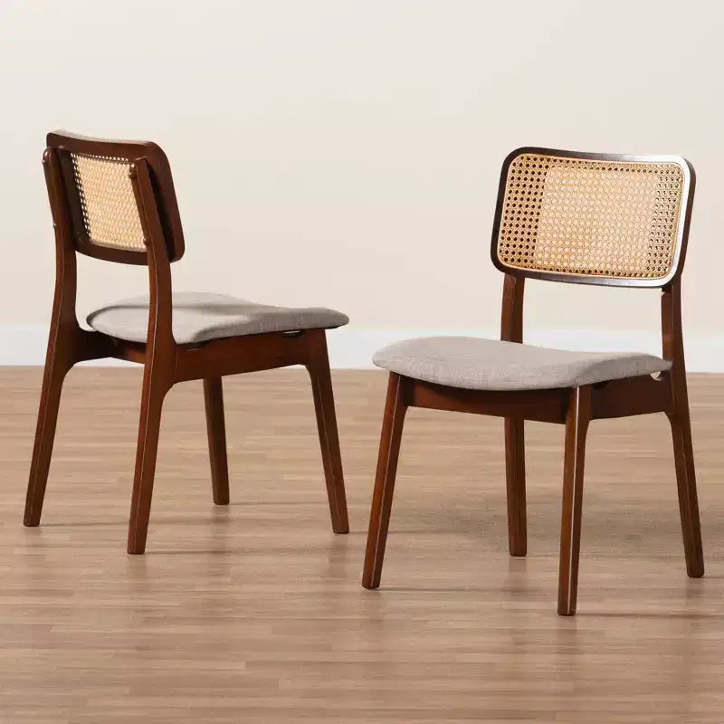 Chaises de salle à manger en tissu et bois Gris/Noyer brun/Marron clair : Rembourrage en polyester, Cadre en hévéa