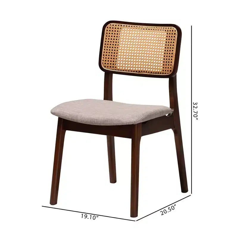 Chaises de salle à manger en tissu et bois Gris/Noyer brun/Marron clair : Rembourrage en polyester, Cadre en hévéa