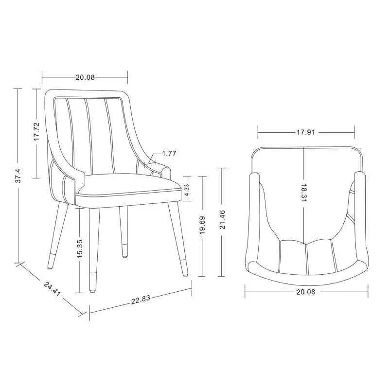 Chaises de salle à manger modernes en velours bleu nuit