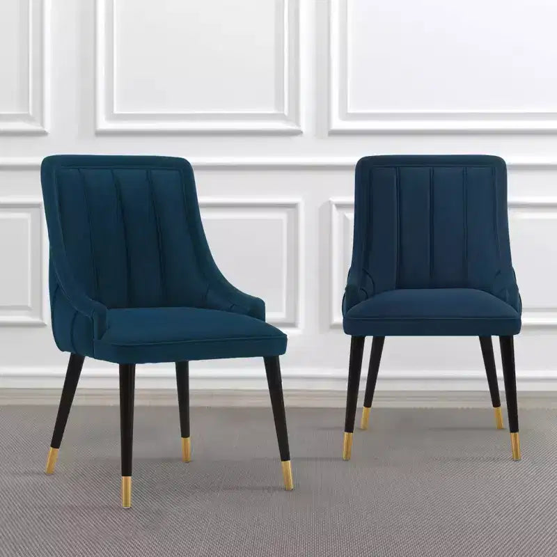 Chaises de salle à manger modernes en velours bleu nuit