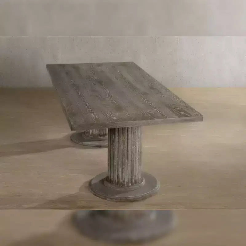 Table de salle à manger 84" finition recyclée : Double pied, 8 places