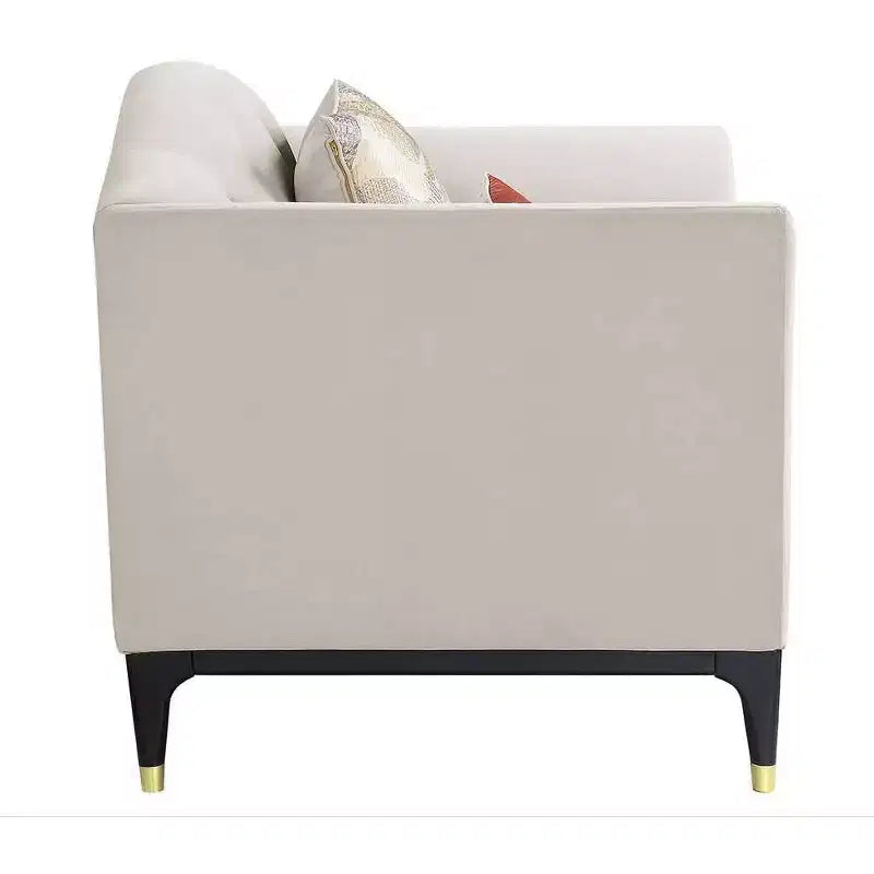 Canapés 71" en velours beige : capitonnage en cristal, accents dorés