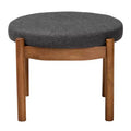 Iliana Fabric and Wood Ottoman Footstool Dark Gray/Walnut Brown - Baxton Studio