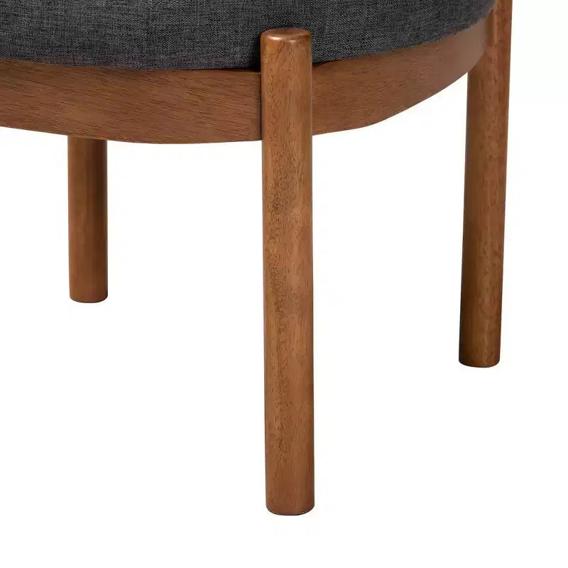 Repose-pieds ottoman en tissu et bois Gris foncé/Noyer
