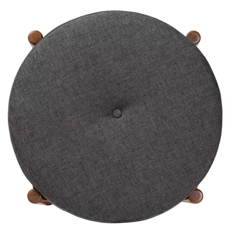 Repose-pieds ottoman en tissu et bois Gris foncé/Noyer