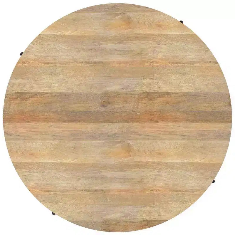 Table basse tambour Naturel : style industriel moderne, bois de manguier et fer, 96,5 cm