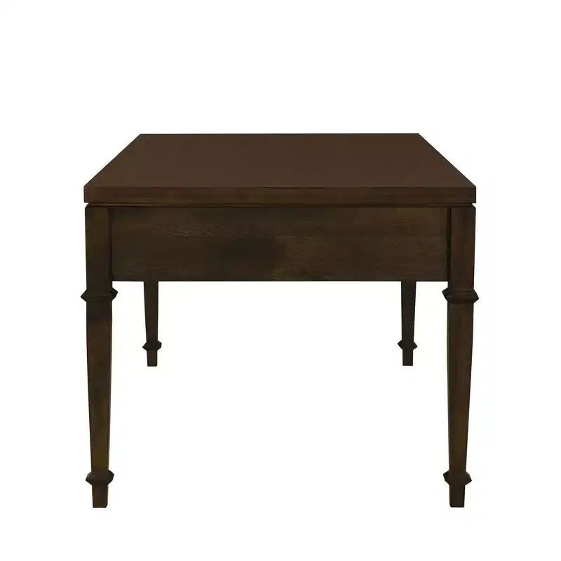 Table basse Kenna avec 2 tiroirs cannelés, marron : Placage en bois traditionnel, Rangement, Pieds fuselés, Quincaillerie en laiton