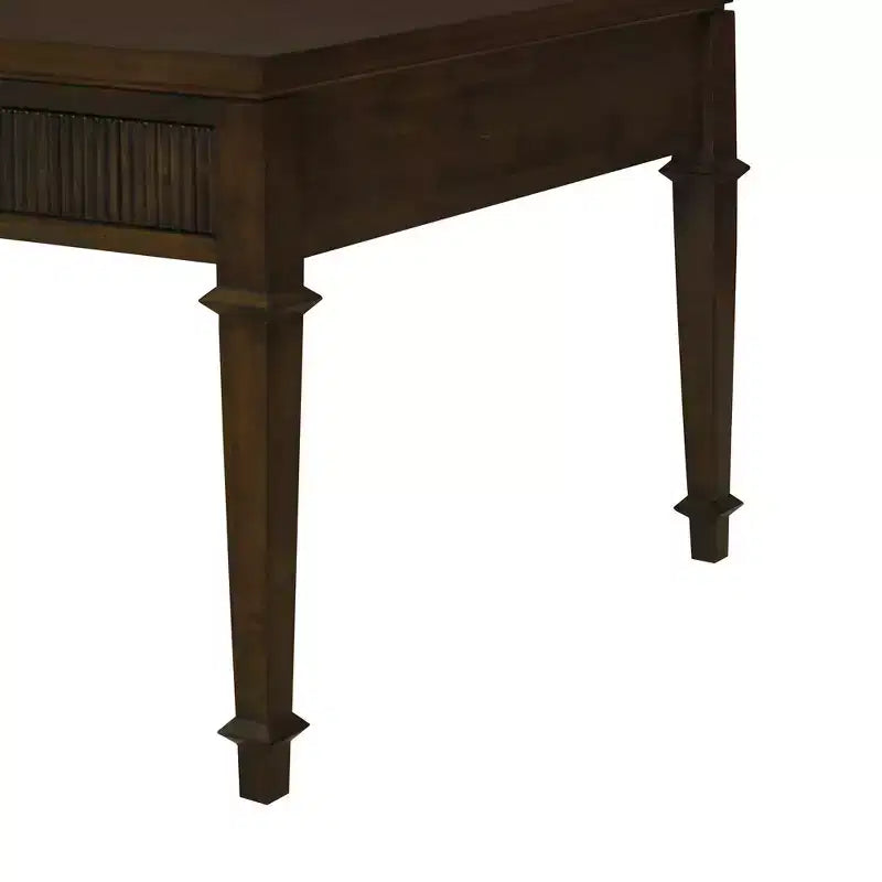 Table basse Kenna avec 2 tiroirs cannelés, marron : Placage en bois traditionnel, Rangement, Pieds fuselés, Quincaillerie en laiton