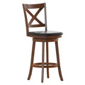 Tabouret de bar en bois à dossier croisé style pub avec siège pivotant rembourré en similicuir
