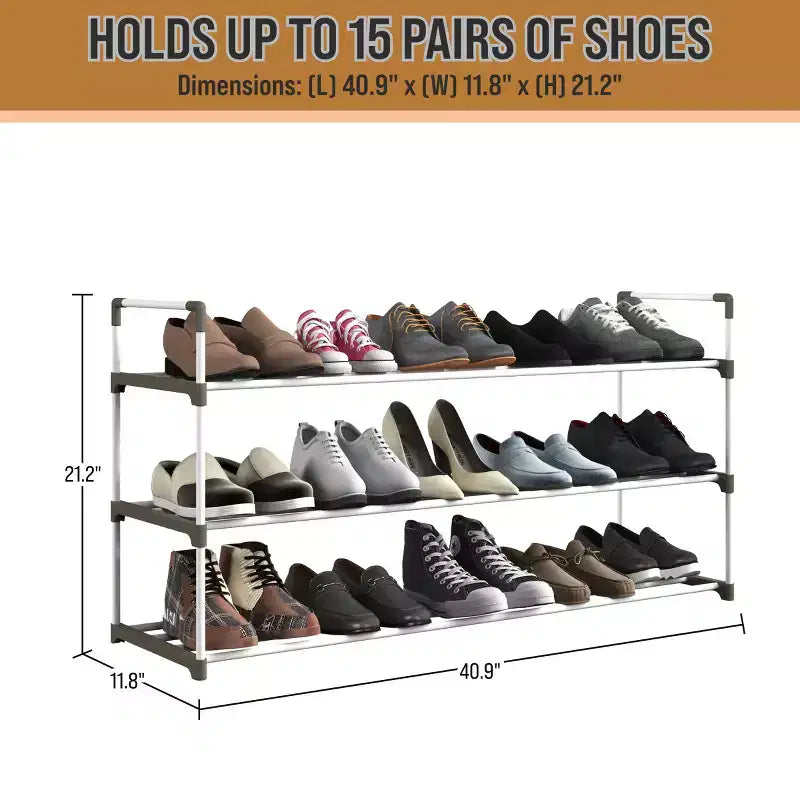 Range-chaussures à 3 niveaux pour 15 paires, blanc