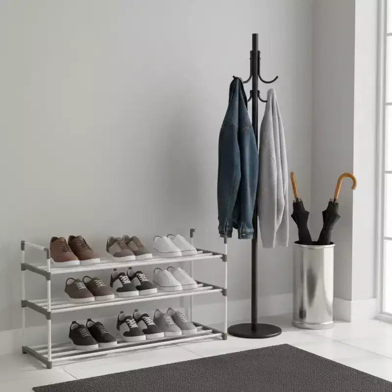 Range-chaussures à 3 niveaux pour 15 paires, blanc