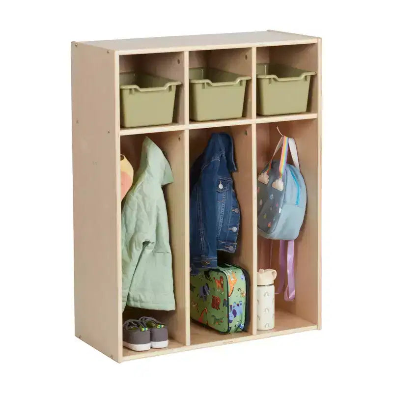 Portemanteau 3 sections pour tout-petits avec rangements, meuble pour enfants