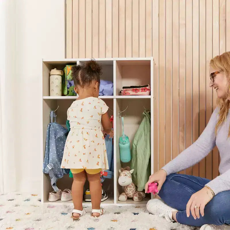 Portemanteau 3 sections pour tout-petits avec rangements, meuble pour enfants