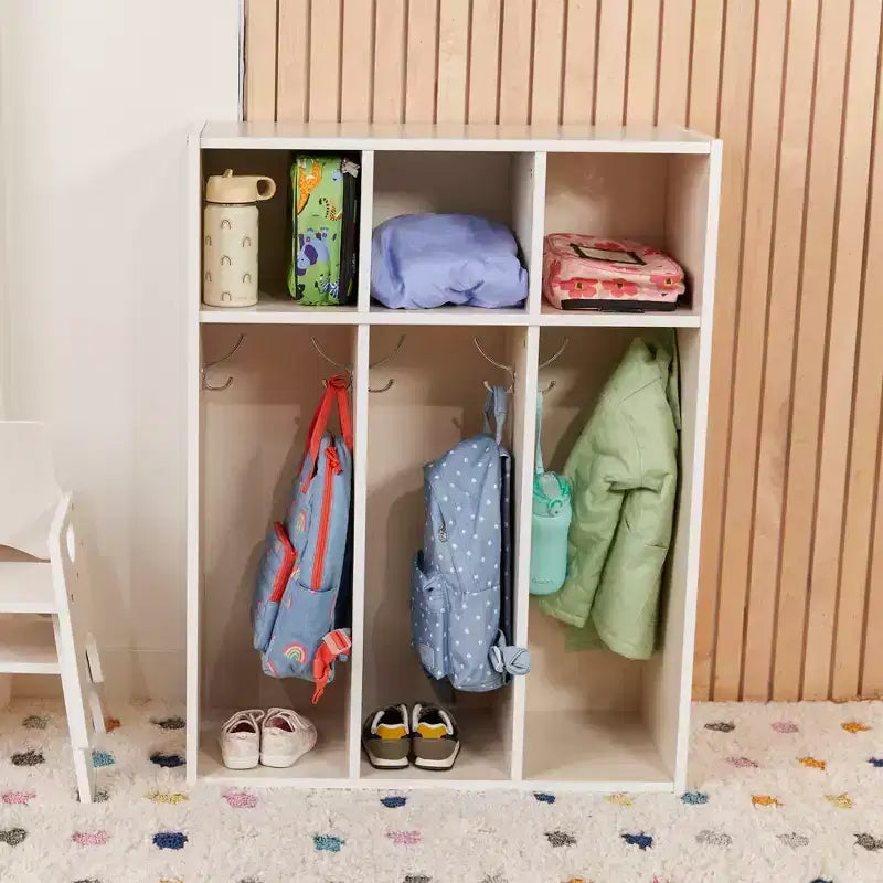 Portemanteau 3 sections pour tout-petits avec rangements, meuble pour enfants