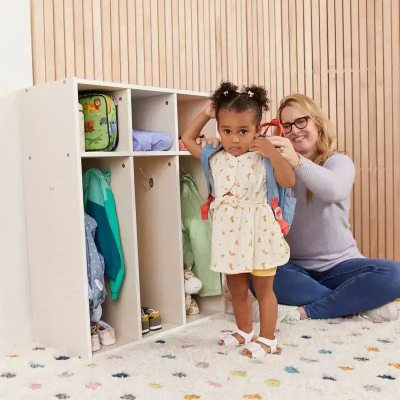 Portemanteau 3 sections pour tout-petits avec rangements, meuble pour enfants