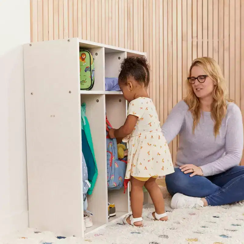Portemanteau 3 sections pour tout-petits avec rangements, meuble pour enfants