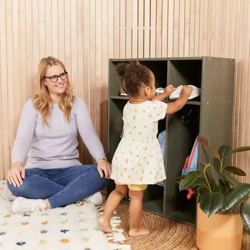 Portemanteau 3 sections pour tout-petits avec rangements, meuble pour enfants