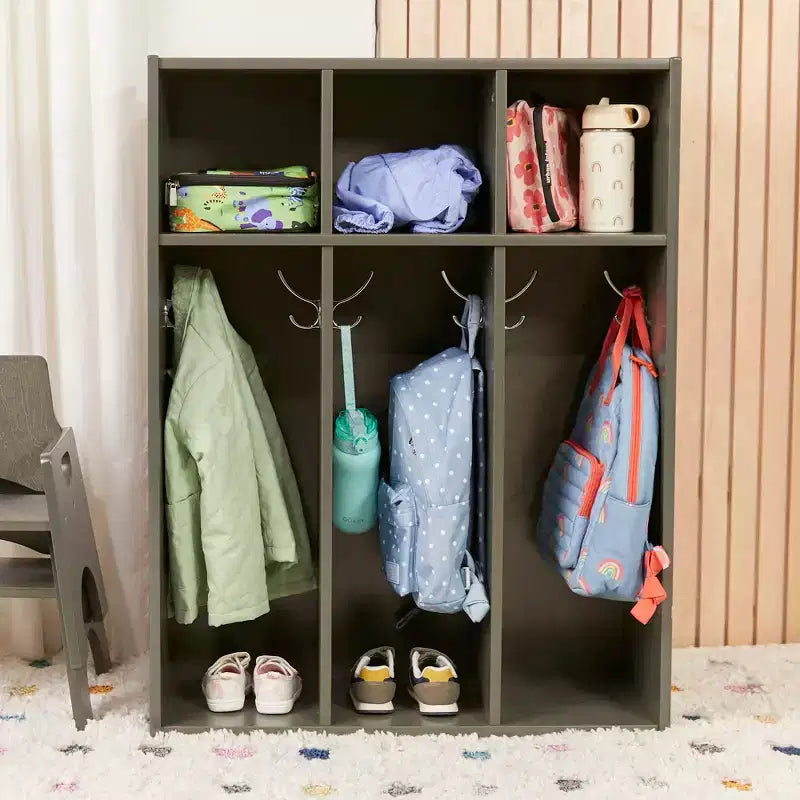 Portemanteau 3 sections pour tout-petits avec rangements, meuble pour enfants