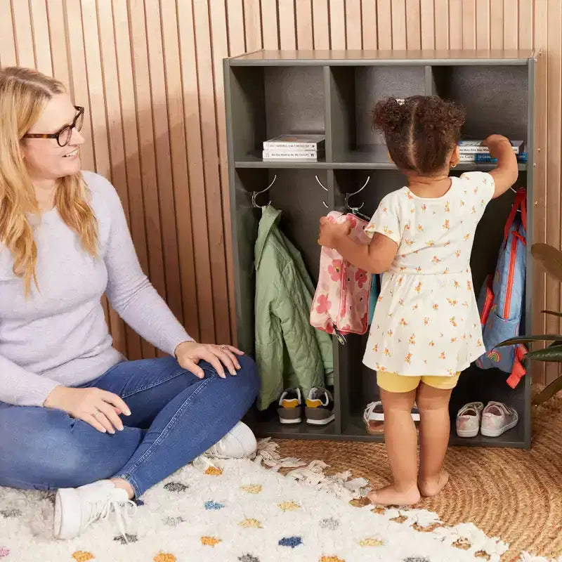 Portemanteau 3 sections pour tout-petits avec rangements, meuble pour enfants