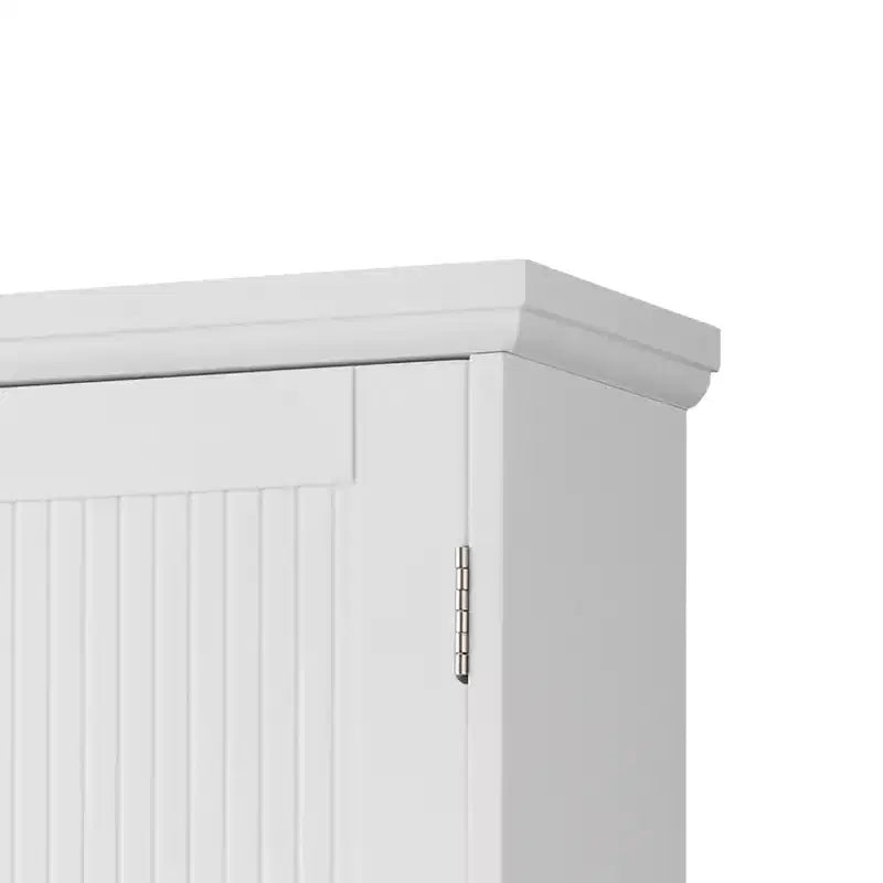 Meuble de rangement mural avec 2 portes, étagère réglable et poignées en nickel brossé, blanc
