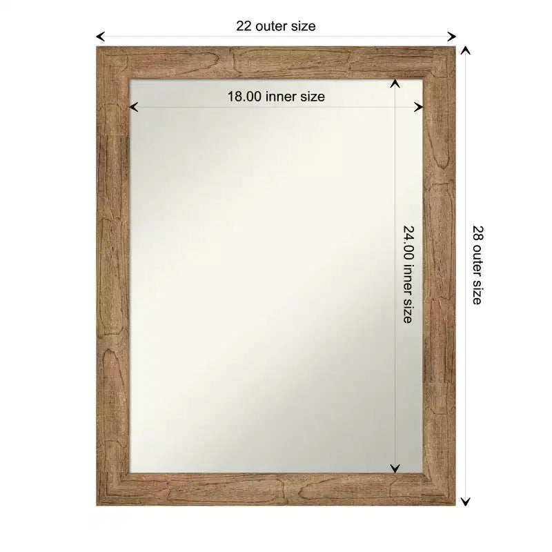 Miroir mural encadré en bois marron étroit sans chanfrein