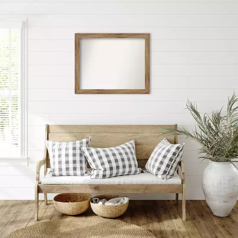 Miroir mural encadré en bois marron étroit sans chanfrein
