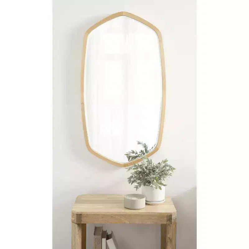Miroir mural hexagonal encadré, 20x36, Naturel