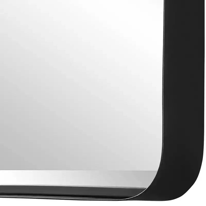 Miroir mural décoratif rectangulaire, moderne biseauté, cadre en fer noir satiné, 76 cm de large, pour salle de bain, chambre, salon