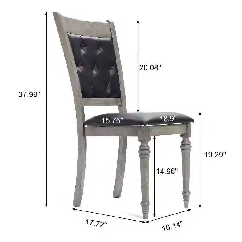 Chaise de salle à manger noire en hévéa gris et tissu d'ameublement
