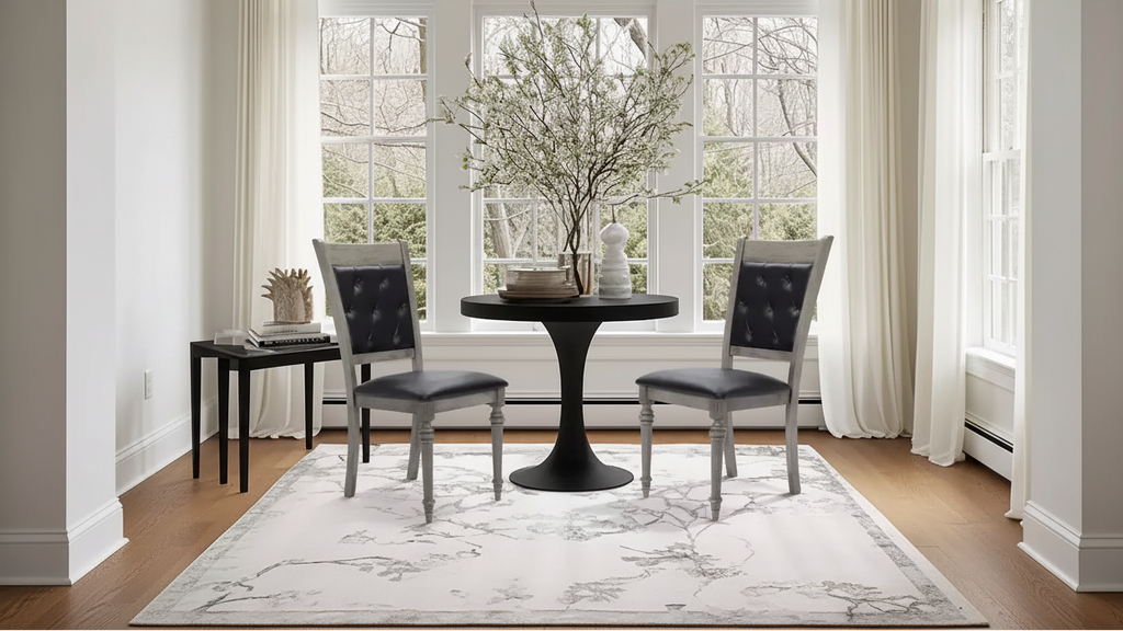 Chaise de salle à manger noire en hévéa gris et tissu d'ameublement