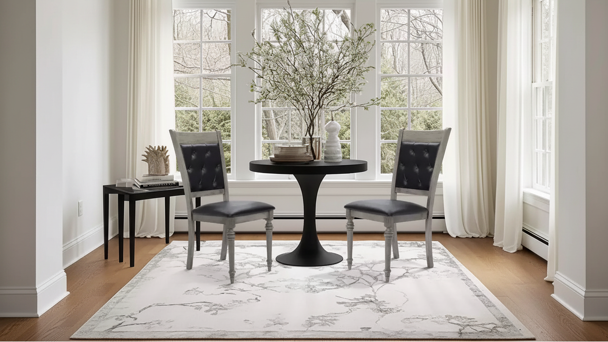 Chaise de salle à manger noire en hévéa gris et tissu d'ameublement