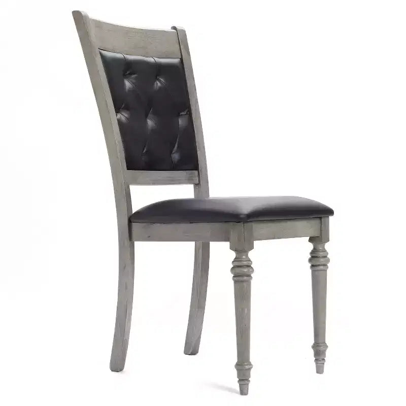 Chaise de salle à manger noire en hévéa gris et tissu d'ameublement