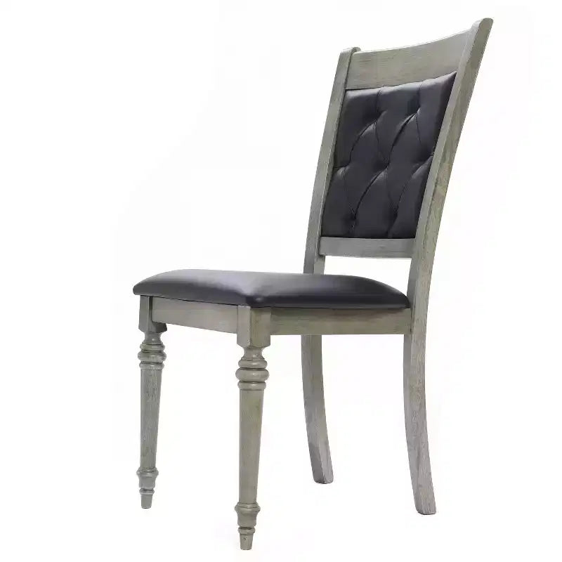 Chaise de salle à manger noire en hévéa gris et tissu d'ameublement