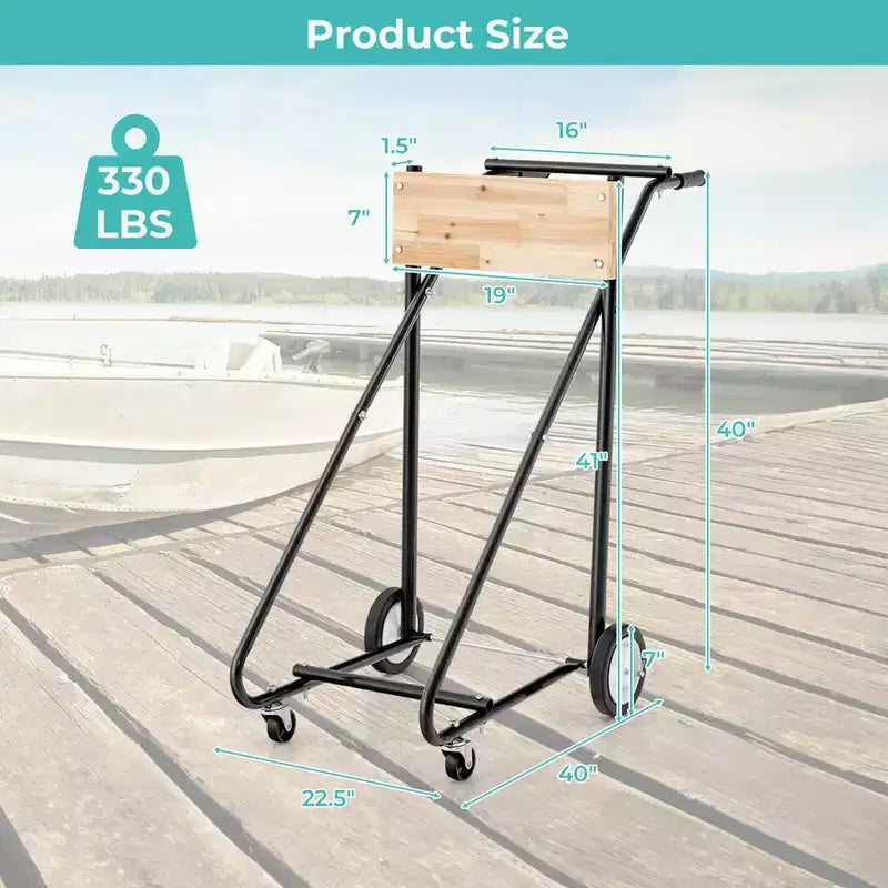 Chariot de transport moteur hors-bord lourd avec 4 roues lisses