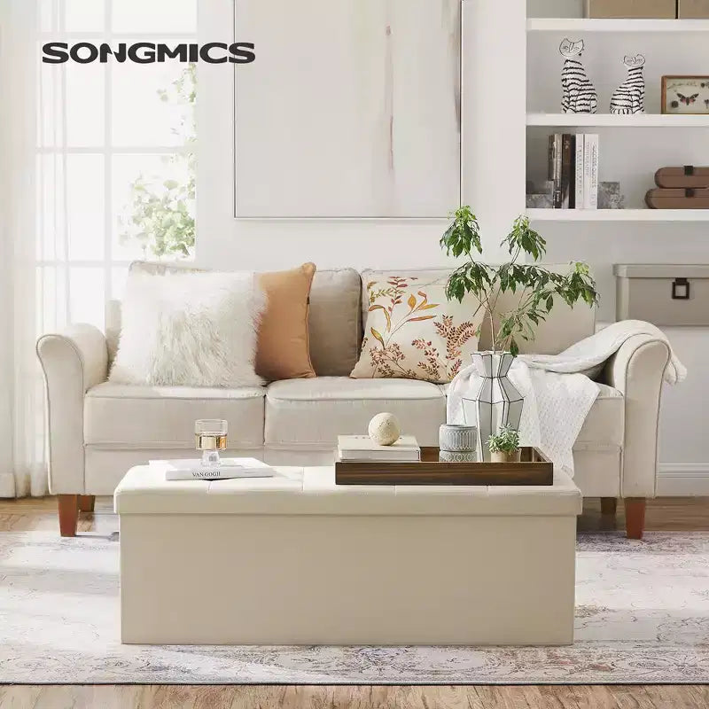 Banc Coffre de Rangement Pouf de Rangement Repose-Pieds Supporte jusqu'à 300 kg pour Chambre à Coucher Salon