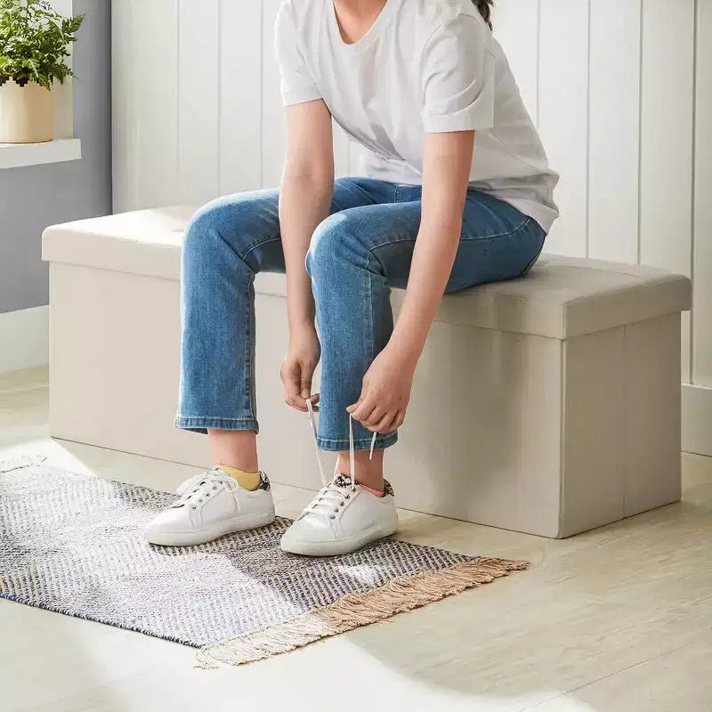 Banc Coffre de Rangement Pouf de Rangement Repose-Pieds Supporte jusqu'à 300 kg pour Chambre à Coucher Salon