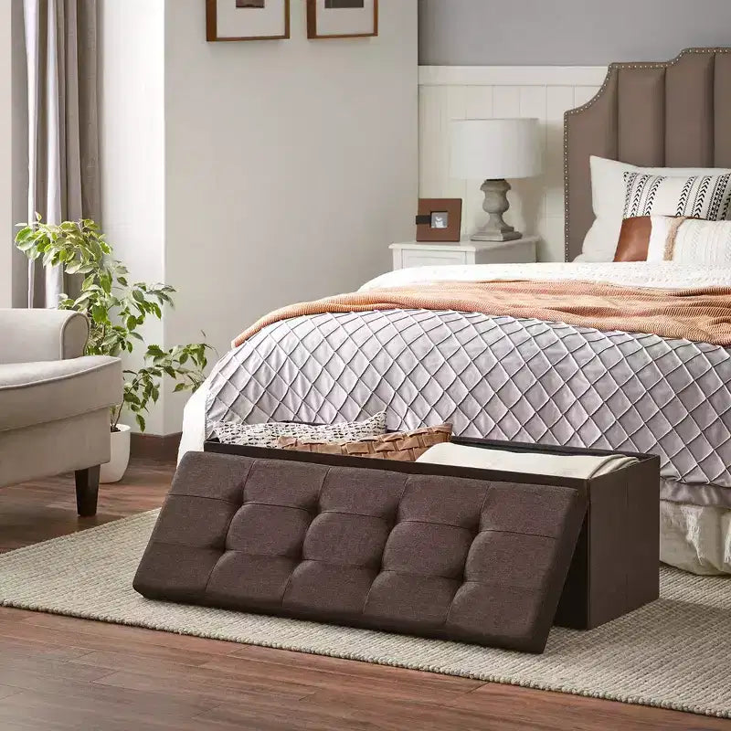 Banc Coffre de Rangement Pouf de Rangement Repose-Pieds Supporte jusqu'à 300 kg pour Chambre à Coucher Salon