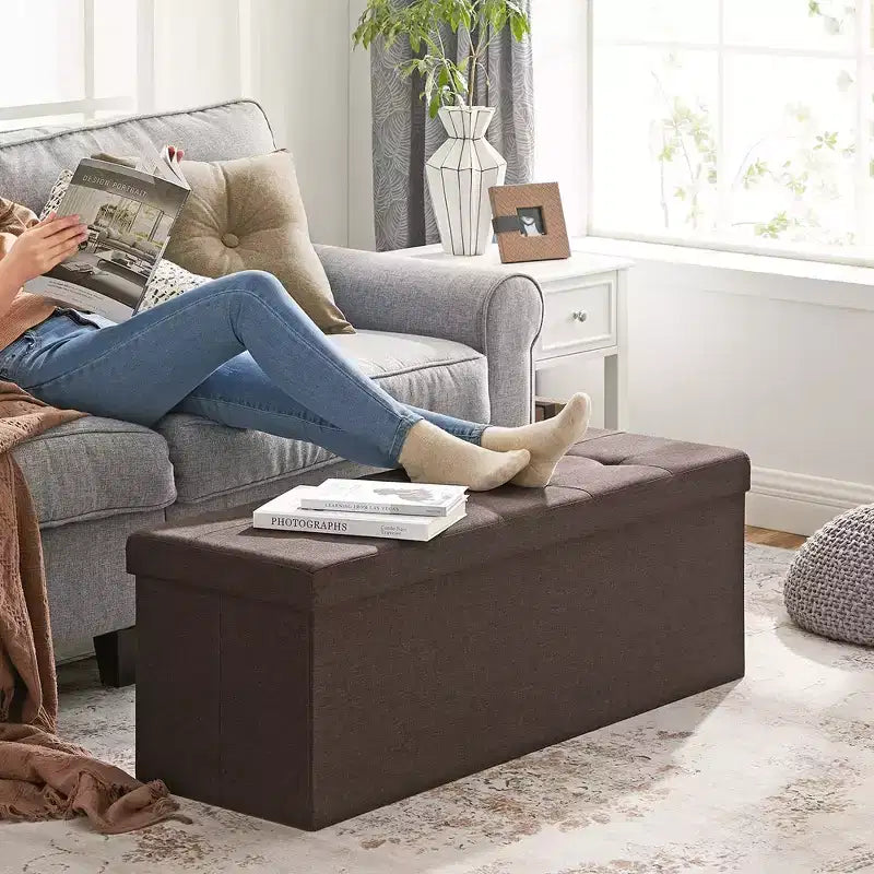 Banc Coffre de Rangement Pouf de Rangement Repose-Pieds Supporte jusqu'à 300 kg pour Chambre à Coucher Salon