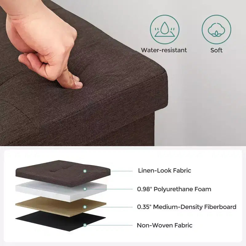 Banc Coffre de Rangement Pouf de Rangement Repose-Pieds Supporte jusqu'à 300 kg pour Chambre à Coucher Salon