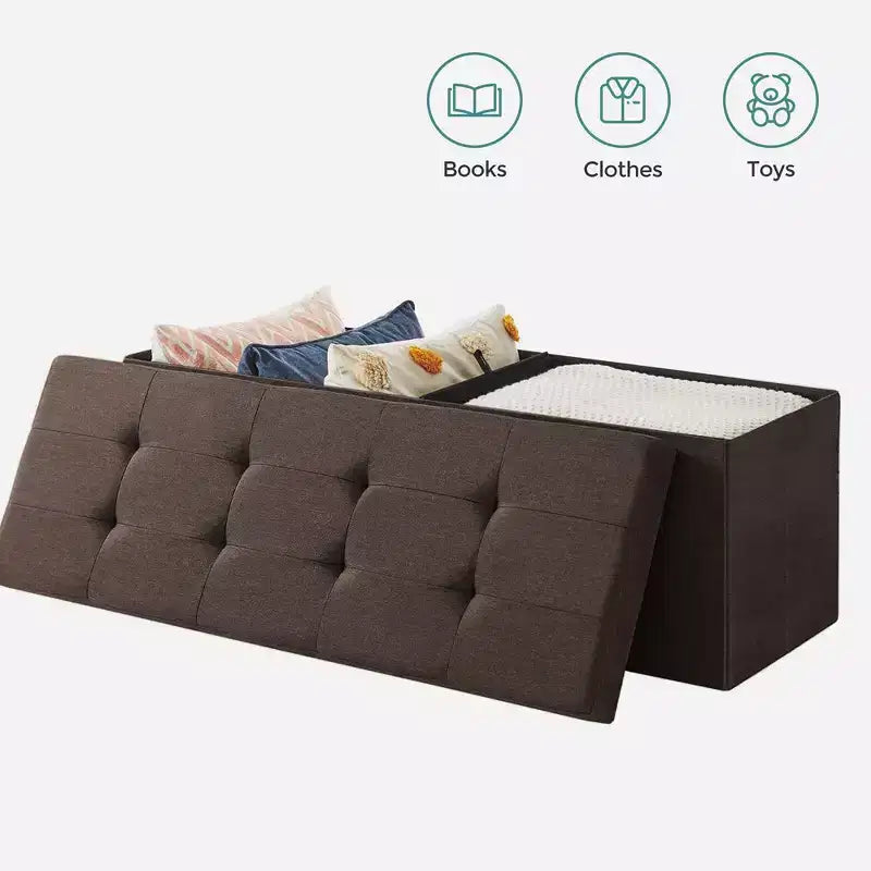 Banc Coffre de Rangement Pouf de Rangement Repose-Pieds Supporte jusqu'à 300 kg pour Chambre à Coucher Salon