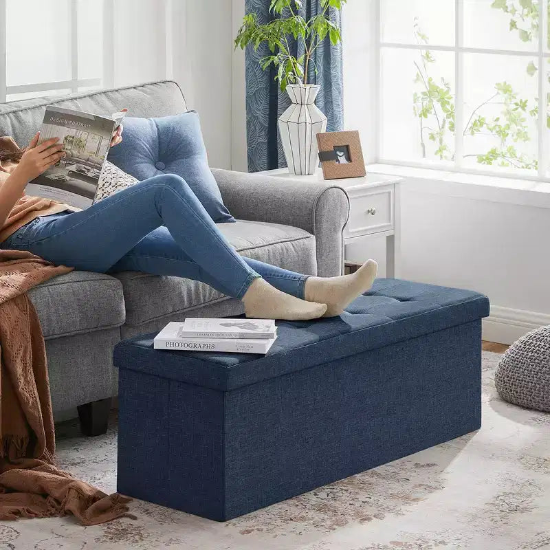 Banc Coffre de Rangement Pouf de Rangement Repose-Pieds Supporte jusqu'à 300 kg pour Chambre à Coucher Salon