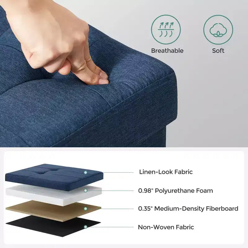 Banc Coffre de Rangement Pouf de Rangement Repose-Pieds Supporte jusqu'à 300 kg pour Chambre à Coucher Salon