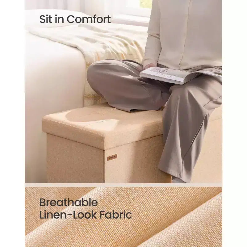 Banc Coffre de Rangement Pouf de Rangement Repose-Pieds Supporte jusqu'à 300 kg pour Chambre à Coucher Salon